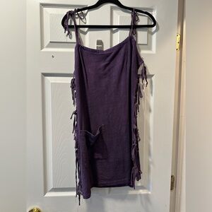 Fashion Brand Company Dark Gray Side Tie Linen Mini Dress size Large